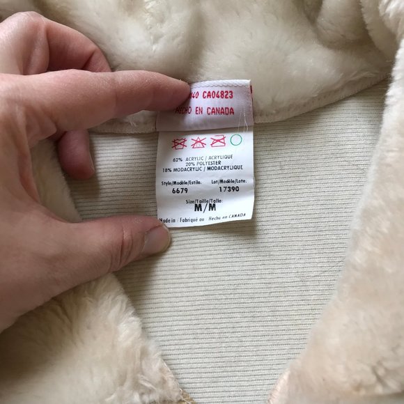 Milton Funwear Plush Fleece Jacket Cream & Beige Feather Design Oversized 90s - Picture 6 of 9